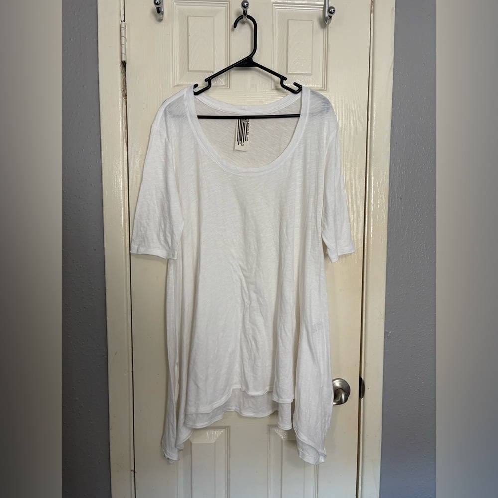 Free People Cream Short Sleeve Top